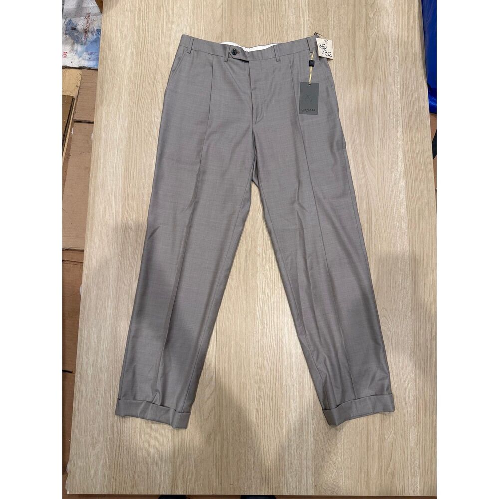 Canali Mens Grey Wool Dress Pants Size 35x32